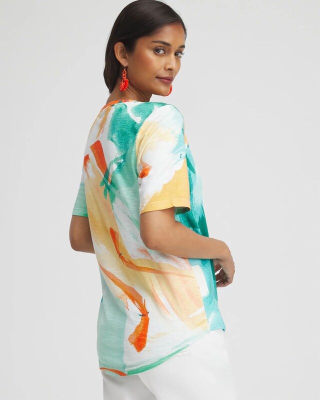 Watercolor Notch Neck Tee - image 3